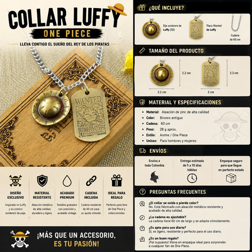 Collar de luffy Rey de los Piratas 🏴‍☠️