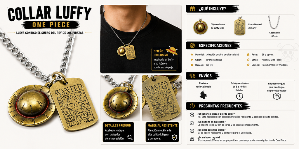 Collar de luffy Rey de los Piratas 🏴‍☠️