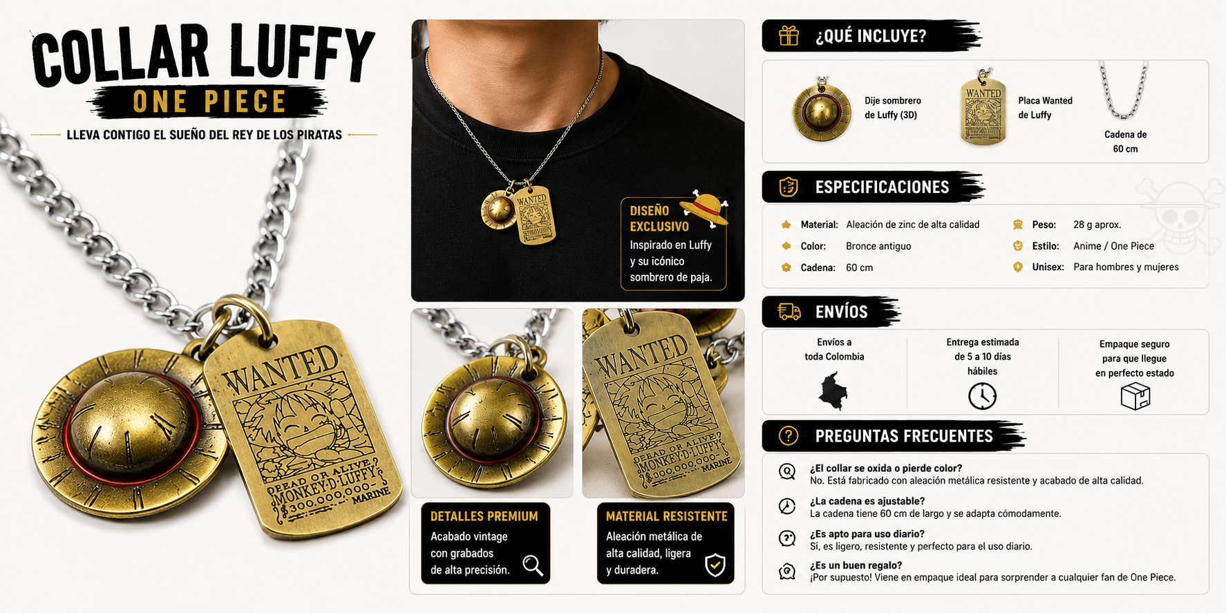 Collar de luffy Rey de los Piratas 🏴‍☠️